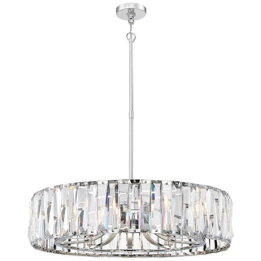 Metropolitan Lighting Coronette 32in 10-Light Chandelier | Contemporary Chrome and Crystal | Dining Room & Living Room | Model N7510-77
