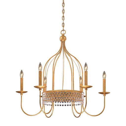 Metropolitan Lighting Kingsmont Large 32in 6-Light Pendant | Traditional Glitz Gold Leaf | Grand Foyer & Dining Room | Model N7652-705