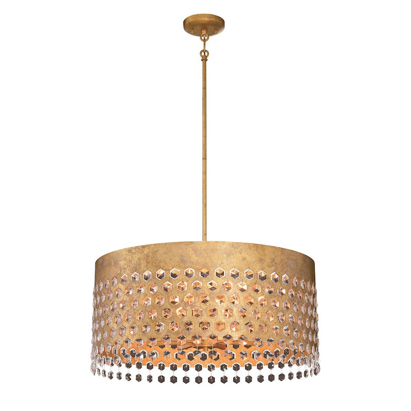 Metropolitan Lighting Kingsmont 24in 8-Light Pendant | Traditional Glitz Gold Leaf | Kitchen Island & Dining Room | 24 x 24 x 20 in | Model N7658-705