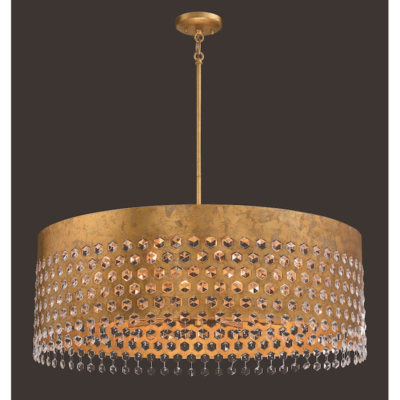 Metropolitan Lighting Kingsmont 32in 10-Light Pendant | Traditional Glitz Gold Leaf | Dining Room & Great Room | 32 x 32 x 20 in | Model N7659-705