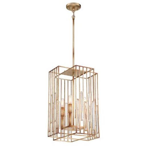 Metropolitan Lighting Ruxton Hall 14in 4-Light Pendant | Contemporary Skyline Gold Leaf | Kitchen Island & Dining Room | Model N7724-710