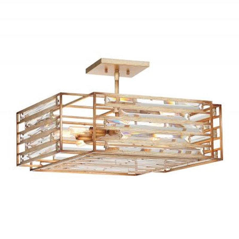 Metropolitan Lighting Ruxton Hall 20in 8-Light Semi-Flush Mount | Contemporary Skyline Gold Leaf | Foyer & Hallway | 20 x 20 x 7 in | Model N7727-710
