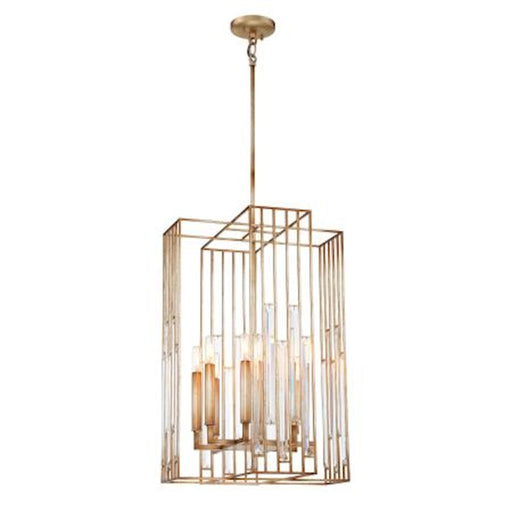 Metropolitan Lighting Ruxton Hall 18in 8-Light Pendant | Contemporary Skyline Gold Leaf | Kitchen Island & Dining Room | Model N7728-710