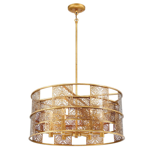 Metropolitan Lighting Brynhurst 24in 6-Light Pendant | Traditional Autumn Gold Leaf | Kitchen Island & Dining Room | 24 x 24 x 20 in | Model N7746-702