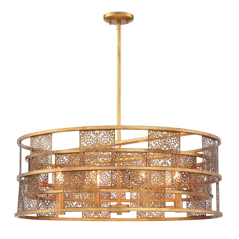 Metropolitan Lighting Brynhurst 32in 8-Light Pendant | Traditional Autumn Gold Leaf | Kitchen Island & Dining Room | 32 x 32 x 22 in | Model N7748-702