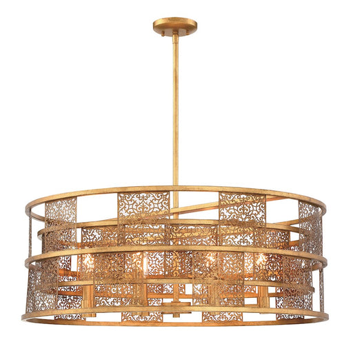 Metropolitan Lighting Brynhurst 32in 8-Light Pendant | Traditional Autumn Gold Leaf | Kitchen Island & Dining Room | 32 x 32 x 22 in | Model N7748-702