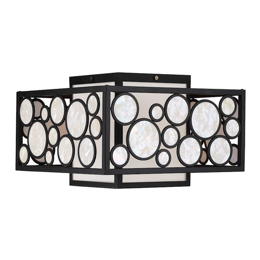 Minka Metropolitan Mosaic 2 Light Flush Mount, Rubbed Bronze/White
