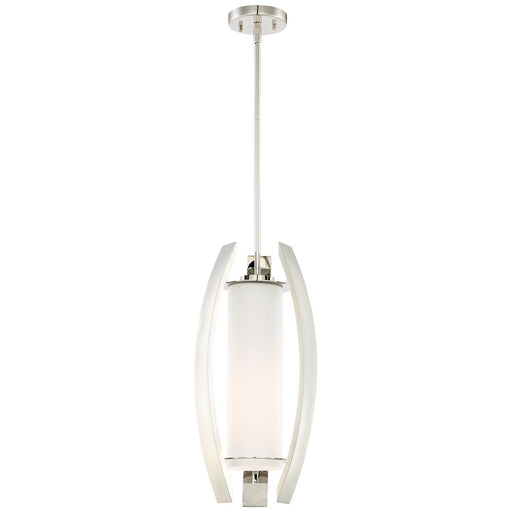 Metropolitan Lighting Glimrende 10in 1-Light Pendant | Contemporary Polished Nickel and Etched Opal Glass | Kitchen Island & Dining | Model N7801-613
