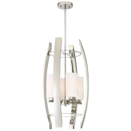 Metropolitan Glimrende 14in 4-Light Pendant | Contemporary Polished Nickel and Etched Opal Glass | Kitchen Island & Dining Room | Model N7804-613