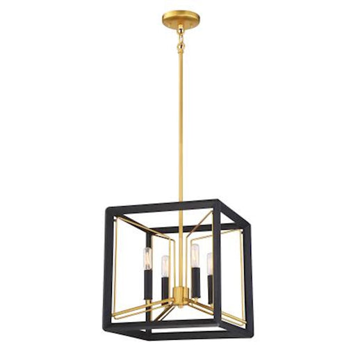 Metropolitan Lighting Sable Point 4-Light Pendant 16in | Contemporary Sand Black with Honey Gold Accent | Kitchen Island & Dining | Model N7854-707
