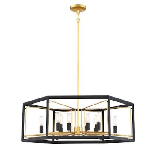 Metropolitan Lighting Sable Point 26in 12-Light Pendant | Contemporary Sand Black with Honey Gold Accent | Kitchen Island & Dining | Model N7855-707