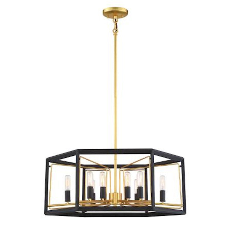 Metropolitan Lighting Sable Point 32in 12-Light Pendant | Contemporary Sand Black with Honey Gold Accents | Kitchen Island & Dining | Model N7859-707