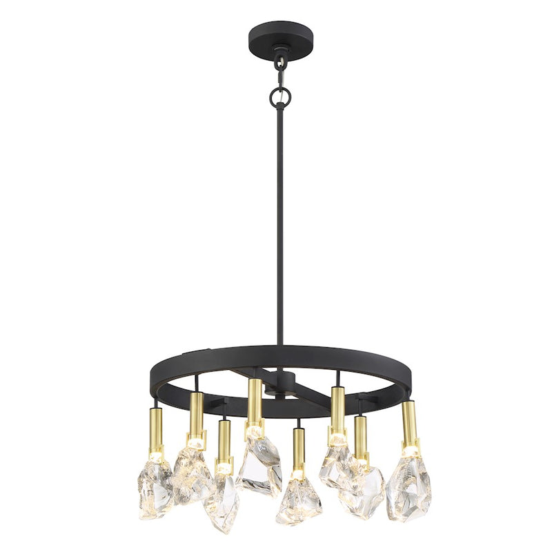 Minka Metropolitan Rare Elements 20in 8-Light Chandelier | Transitional Sand Coal and Vintage Brass | Damp-Rated Dining Room & | Model N7868-678-L