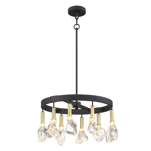 Minka Metropolitan Rare Elements 20in 8-Light Chandelier | Transitional Sand Coal and Vintage Brass | Damp-Rated Dining Room & | Model N7868-678-L