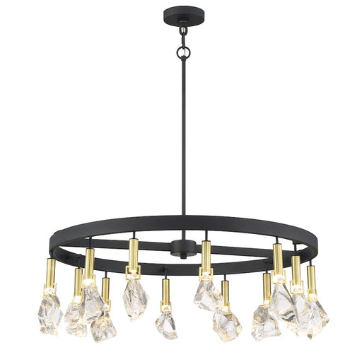 Minka Metropolitan Rare Elements 32in 12-Light Chandelier | Transitional Sand Coal and Vintage Brass | Damp-Rated Grand Dining | Model N7869-678-L