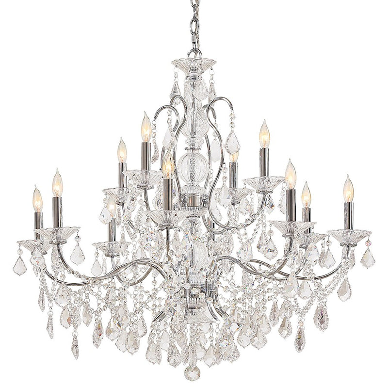 Metropolitan 34in 12-Light Chandelier | Traditional Chrome | Dining Room & Living Room | 34 x 32 in | Model N8008