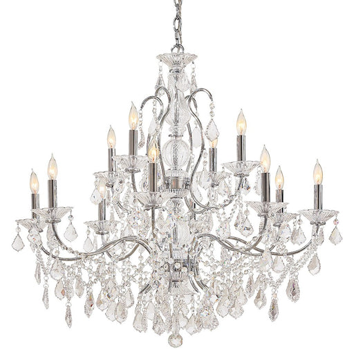 Metropolitan 34in 12-Light Chandelier | Traditional Chrome | Dining Room & Living Room | 34 x 32 in | Model N8008