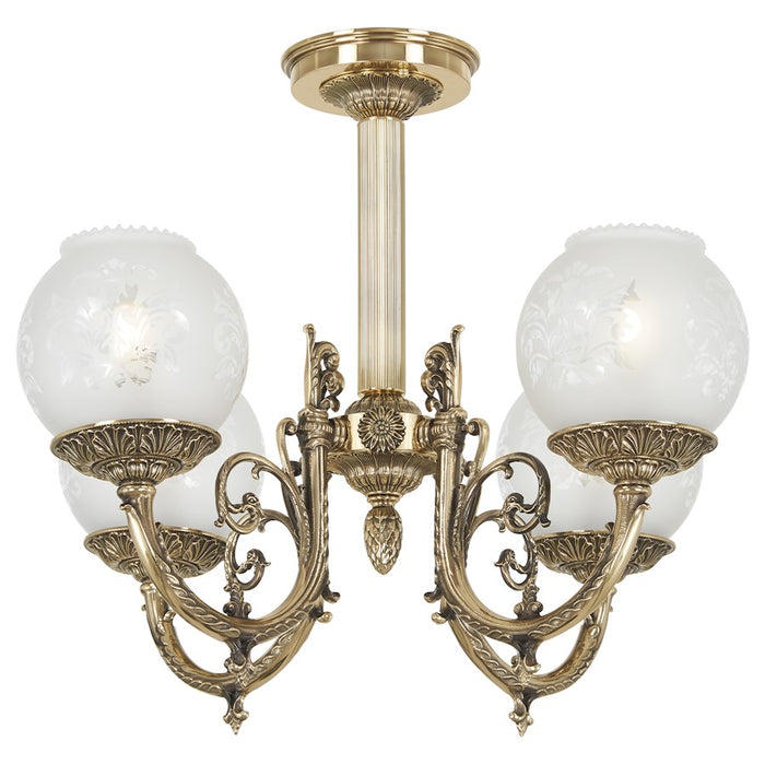 Minka Metropolitan Metropolitan 4Lt Semi Flush Mount, Brass/Frosted - N801904