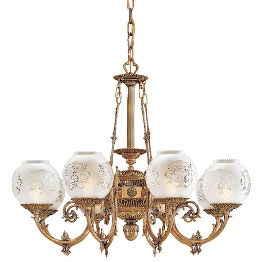Metropolitan Lighting 36in 8-Light Chandelier | Traditional Antique Classic Brass and Frosted Etched Glass | Dining Room & Living Room | Model N801908