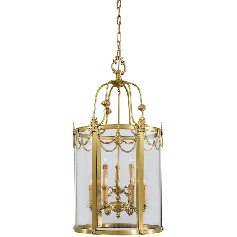Metropolitan Lighting Metropolitan Family 24in 9-Light Foyer Pendant | Traditional Doré Gold and Clear Glass | Grand Entryway & Foyer | Model N850909