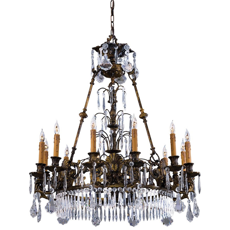 Metropolitan Lighting Metropolitan 34in 12-Light Chandelier | Traditional Oxide Brass | Dining Room & Grand Foyer | 34 x 37 in | Model N9067