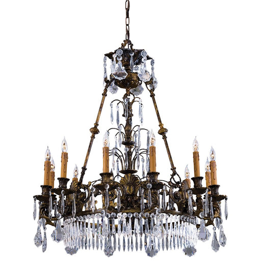 Metropolitan Lighting Metropolitan 34in 12-Light Chandelier | Traditional Oxide Brass | Dining Room & Grand Foyer | 34 x 37 in | Model N9067