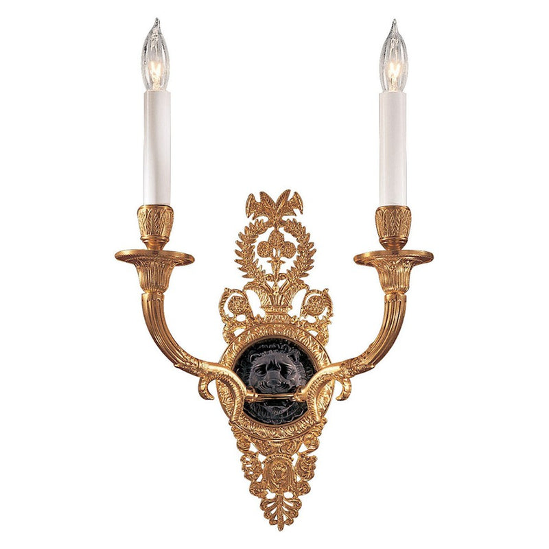 Metropolitan Lighting 2-Light Wall Sconce | Traditional Glorious Gold with Black Accents Metal | Living Room & Hallway Accent | Model N9102