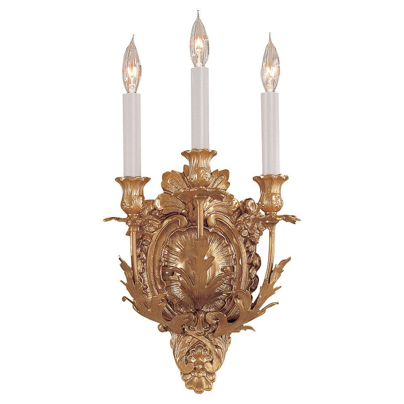 Metropolitan Lighting Metropolitan 11in 3-Light Wall Sconce | Traditional Glorious Gold | Hallway & Living Room Accent | 11 x 5 x 16 in | Model N9109
