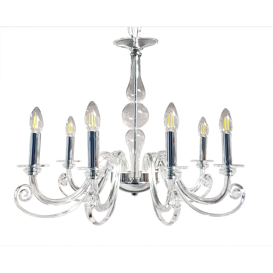 Minka Metropolitan 6 Light Chandelier, Polished Nickel/Clear - N9456