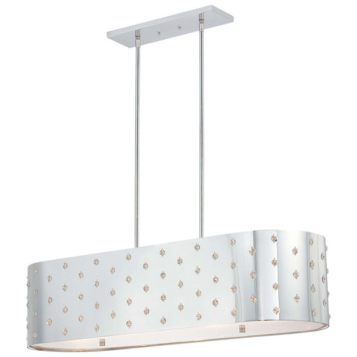 George Kovacs Bling Bling 36in 4-Light Island Light | Contemporary Chrome and Crystal | Kitchen Island & Dining Room | 12 x 36 x 9 in | Model P026-077