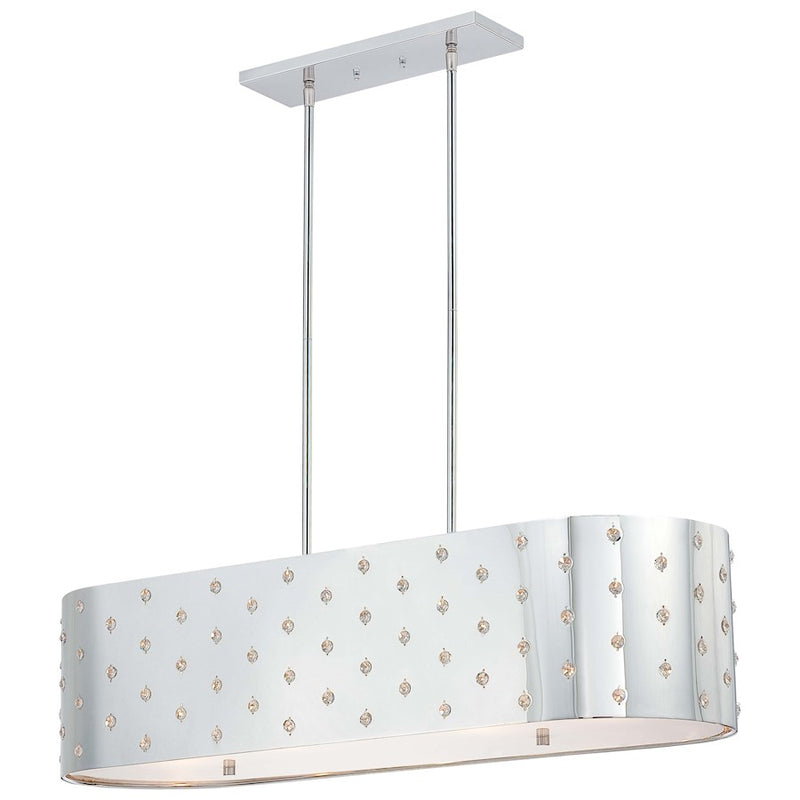 George Kovacs Bling Bling 36in 4-Light Island Light | Contemporary Chrome and Crystal | Kitchen Island & Dining Room | 12 x 36 x 9 in | Model P026-077