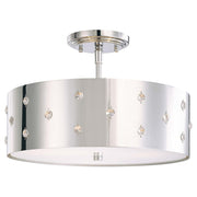 George Kovacs Bling Bling 14in 3-Light Semi-Flush Mount | Contemporary Chrome and Crystal | Entryway & Hallway | 14 x 14 x 9.5 in | Model P035-077