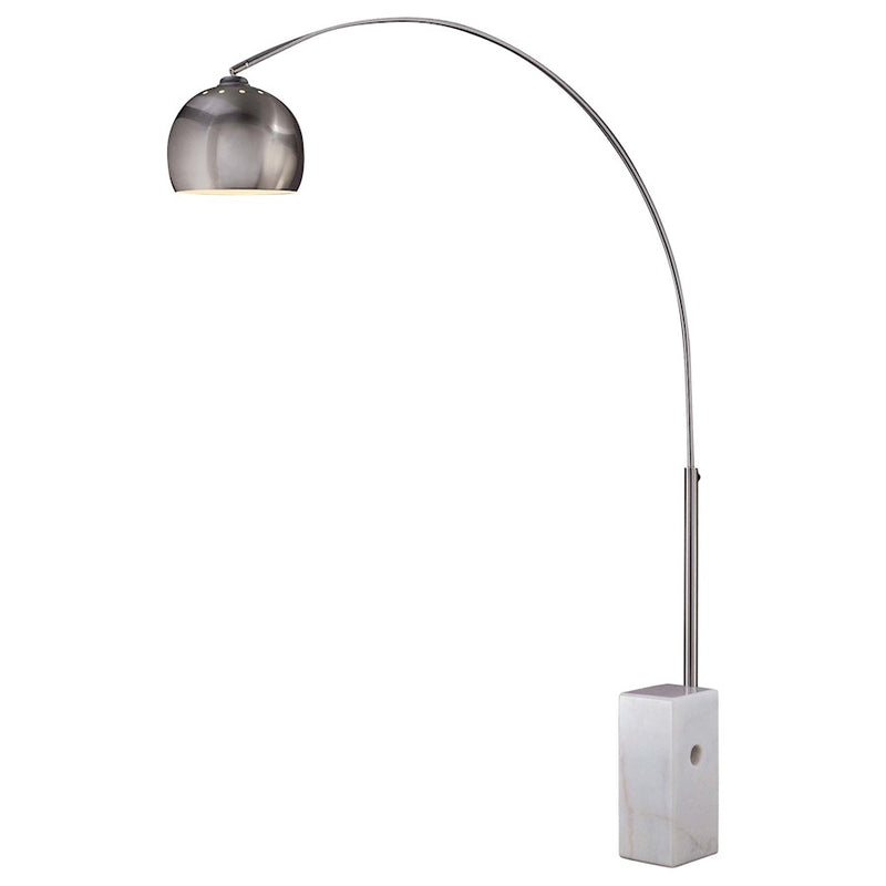 Minka George Kovacs Arc Floor Lamp 72in | Brushed Nickel and Marble Base | Living Room & Reading Nook | 9 x 72.5 in | Model P054-084