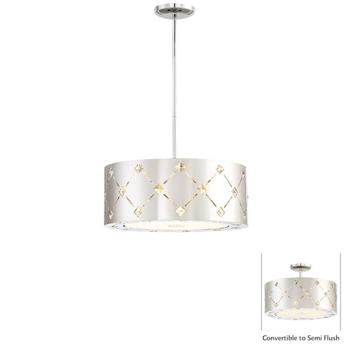 George Kovacs Crowned 16in 1-Light LED Pendant | Chrome Crystal and Stainless Steel | Kitchen Island & Dining Room | Model P1032-077-L