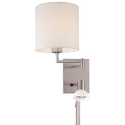 George Kovacs Reading Room 8in 1-Light Wall Sconce | Brushed Nickel Swing Arm | Bedroom & Office Reading Light | 8 x 8 x 16 in | Model P1050-084