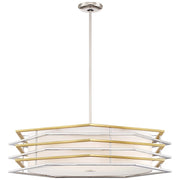 George Kovacs Levels 32in LED Pendant | Transitional Polished Nickel and Honey Gold Metal | Kitchen Island & Dining Room | W 32 x | Model P1073-657-L