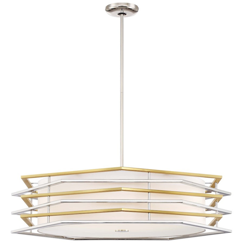 George Kovacs Levels 32in LED Pendant | Transitional Polished Nickel and Honey Gold Metal | Kitchen Island & Dining Room | W 32 x | Model P1073-657-L