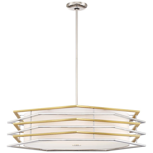George Kovacs Levels 32in LED Pendant | Transitional Polished Nickel and Honey Gold Metal | Kitchen Island & Dining Room | W 32 x | Model P1073-657-L
