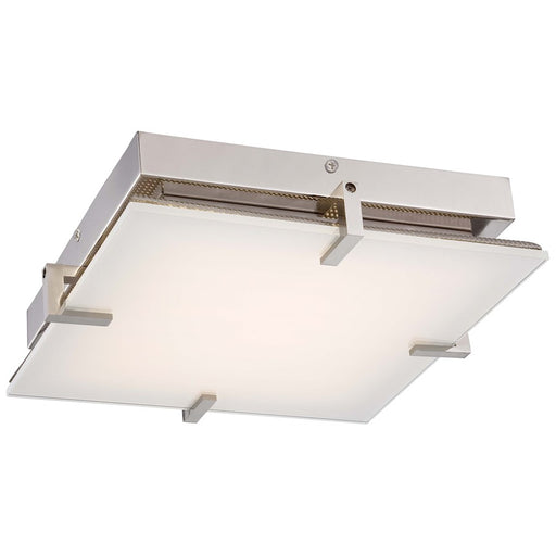 George Kovacs Hooked 14in LED Flush Mount | Polished Nickel Contemporary | Hallway & Bedroom Ceiling Light | 14 x 14 x 3 in | Model P1111-613-L