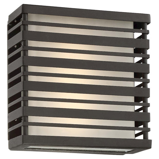 George Kovacs Obscurity 8in LED Wall Sconce | Transitional Sand Black and Etched White Glass | Entryway & Covered Patio | Model P1143-066-L