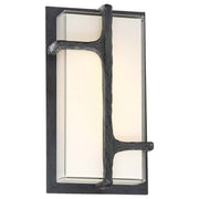 George Kovacs Sirato 6in 1-Light LED Wall Sconce | Spanish Iron Mitered White Glass | Entryway & Hallway | 6 x 3 x 11 in | Model P1144-039-L