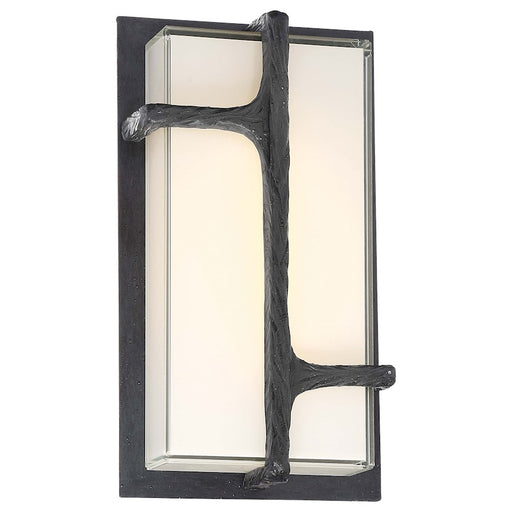George Kovacs Sirato 6in 1-Light LED Wall Sconce | Spanish Iron Mitered White Glass | Entryway & Hallway | 6 x 3 x 11 in | Model P1144-039-L