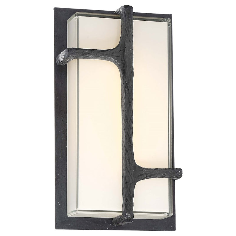 George Kovacs Sirato 6in 1-Light LED Wall Sconce | Spanish Iron Mitered White Glass | Entryway & Hallway | 6 x 3 x 11 in | Model P1144-039-L