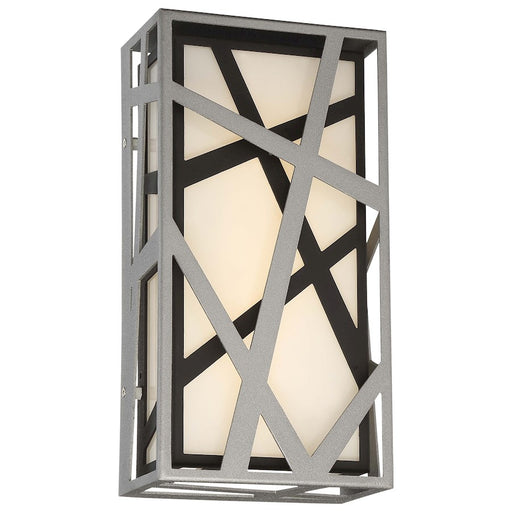 George Kovacs Duvera 13in 1-Light Wall Sconce | Contemporary Sand Silver+Sand Black and Etched White Glass | Indoor & Covered | Model P1147-658-L