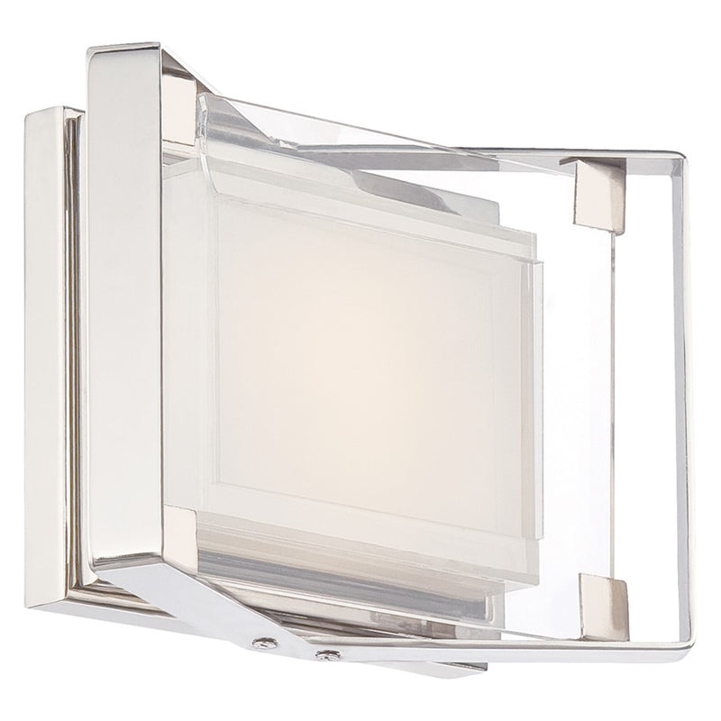 George Kovacs Crystal Clear 10in LED Bath Light | Polished Nickel and Acrylic | Bathroom Vanity & Powder Room | 10 x 7 x 4 in | Model P1181-613-L