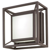 George Kovacs Outline 6in LED Pocket Lantern Outdoor Sconce | Modern Sand Bronze and Clear Glass | Covered Patio & Entryway | Model P1202-287-L