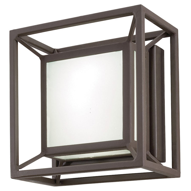 George Kovacs Outline 6in LED Pocket Lantern Outdoor Sconce | Modern Sand Bronze and Clear Glass | Covered Patio & Entryway | Model P1202-287-L