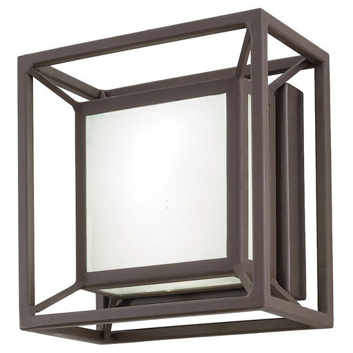 George Kovacs Outline 6in LED Pocket Lantern Outdoor Sconce | Modern Sand Bronze and Clear Glass | Covered Patio & Entryway | Model P1202-287-L