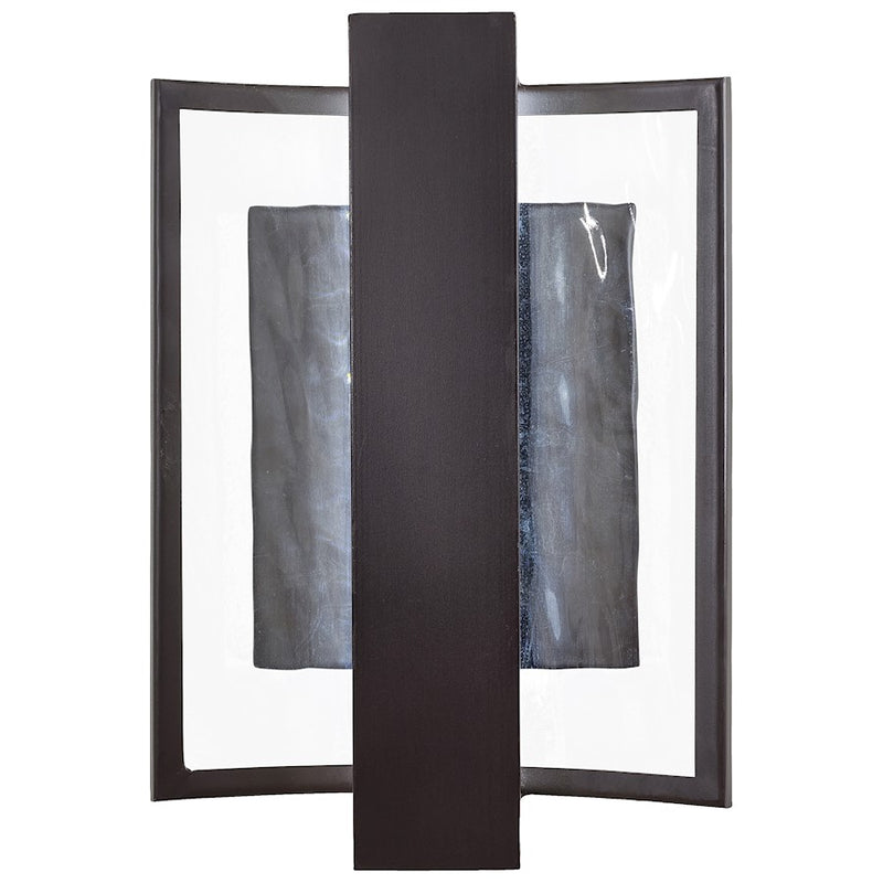 George Kovacs Sidelight 1-Light LED Wall Sconce | Contemporary Dorian Bronze and Clear Water Glass | Indoor Hallway & Bathroom | Model P1206-615B-L