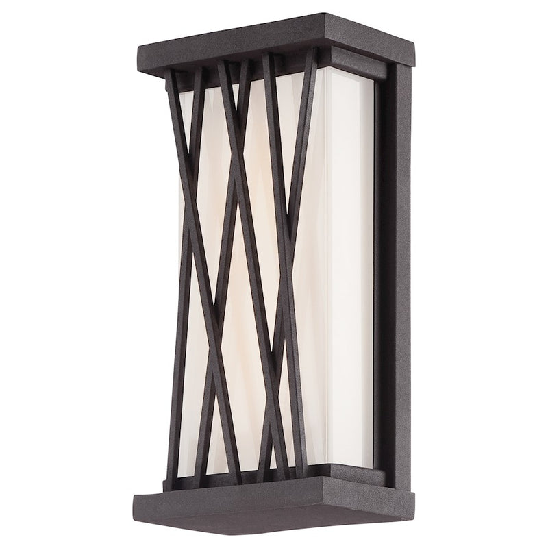 George Kovacs Hedge 10in 1-Light LED Outdoor Sconce | Contemporary Textured Dorian Bronze | Covered Patio & Entryway | Model P1208-615C-L